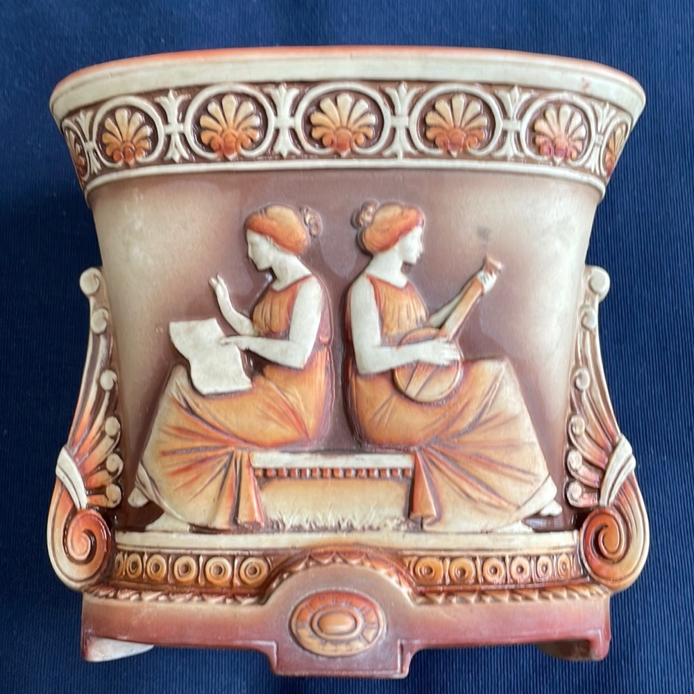 Vintage Antique Schafer and Vater Bisque Jasperware Porcelain Vase Roman Theme